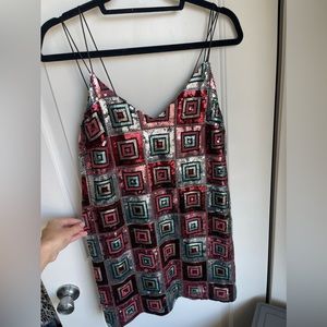 ZARA NYE SEQUIN BOHO SQUARE PATHWORK MINI DRESS